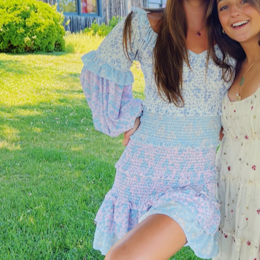 COPY - Body Con Love Shack Fancy Style Dress with Pastels and Ruffles